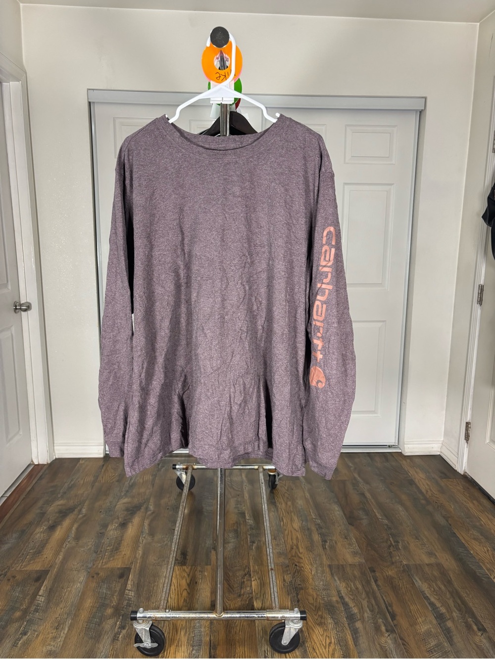 Carhartt Heather Plum Long-Sleeve Loose Fit Tee with White Logo